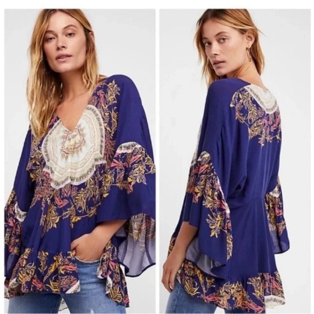 Free People Sunset Dreams bohemian style top shirt blouse XS pullover luxury